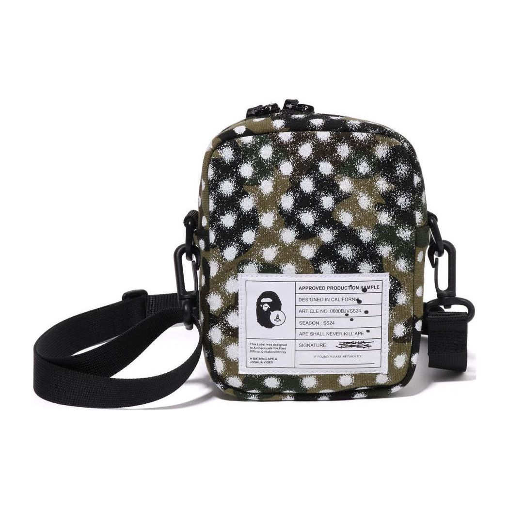 A Bathing Ape x Joshua Vides Collaboration Classic Camouflage Print Zipper Crossbody Bag Mini Unisex bags Green 0ZXBGM190908M Green,Mini
