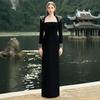 2025 Celebrity Style Long Sleeve Gemstone Rhinestone Formal Gown