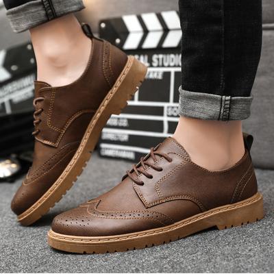 Wypoczynkowe skórzane buty dla mężczyzn Wiosna Obuwie męskie Brytyjskie buty deskorolkowe w stylu retro Obuwie robocze