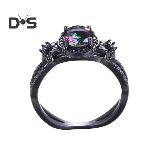 

Женское кольцо с ажурным фиолетовым кубическим цирконием, декором в виде звезды на Хэллоуин в стиле панк, полированное сплавное украшение на палец, женское вечернее клубное кольцо US 7 разноцветный