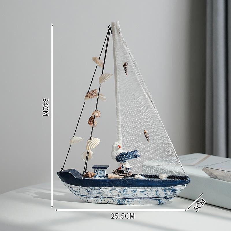 Porzellan Segelschiff Modell im mediterranen Stil - Kreative Holz Heimdeko Ornamente