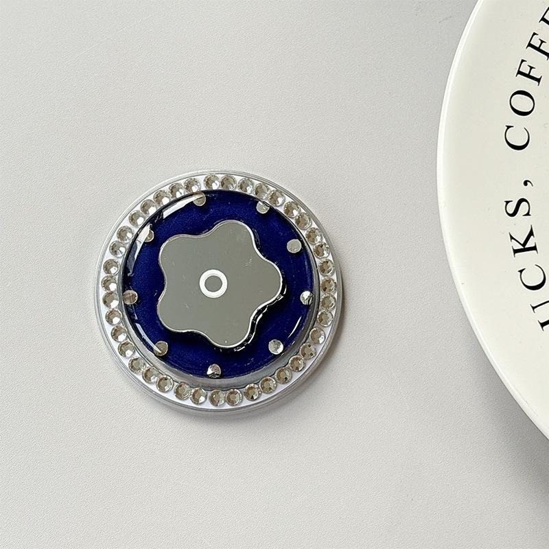Small Fresh Flower Mirror Mobile Phone Airbag Holder Solid Color Ring Rhinestone Magnetic Creative Design Women'S Gift