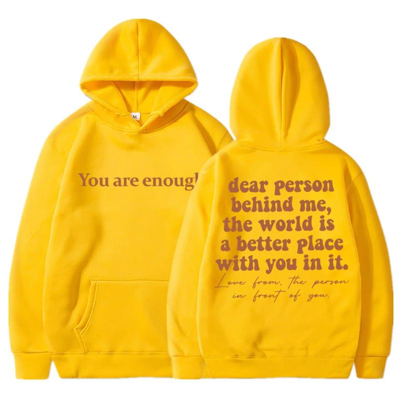 Liebe Person hinter mir Du bist genug Hoodie Mode Hip Hop Herren Damen Langarm Oversize Winter Fleece Freizeit Trainingsanzug Geschenke