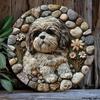 Metal Wreath Wall Art 8x8 Inch Shih Tzu Decor Spring Christmas Ornament Living Room Aluminum Sign