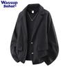 Wassup Sohot Men's British Style Loose Fit Retro Lapel Jacket