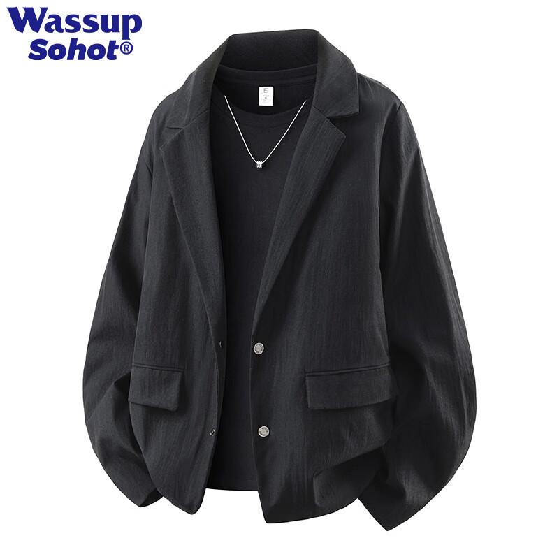 Wassup Sohot Men s British Style Loose Fit Retro Lapel Jacket XL