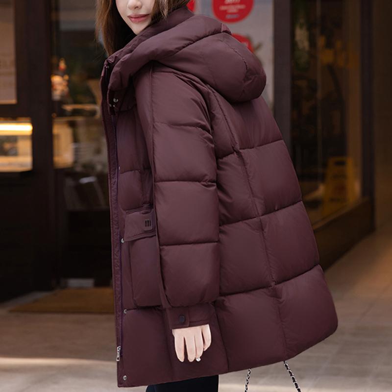 Mode Damen Winter Lange Mäntel Kapuze Übergröße Locker Dick Warm Parkas Damenjacken