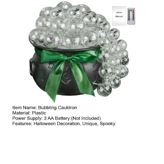 Yousheng Glowing Witch's Cauldron Set DIY Light-Up Bubbling Cauldron Black Plastic Witch Bowl with Ball for Halloween Indoor Decoration