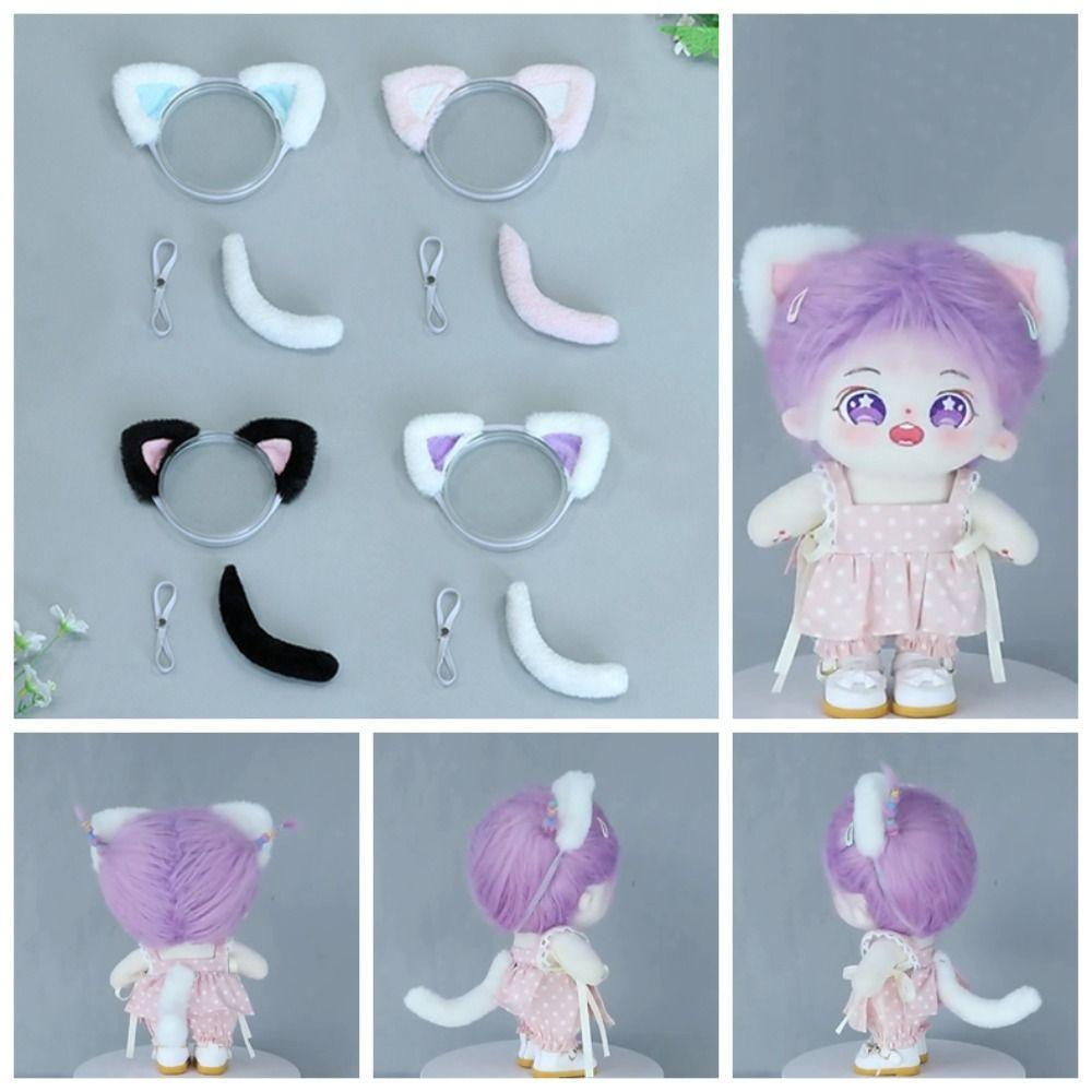 

Headband 20cm Plush Doll Headwear Hair Decor Cotton Doll Animal Ear Dolls Accessories black&purple-ear