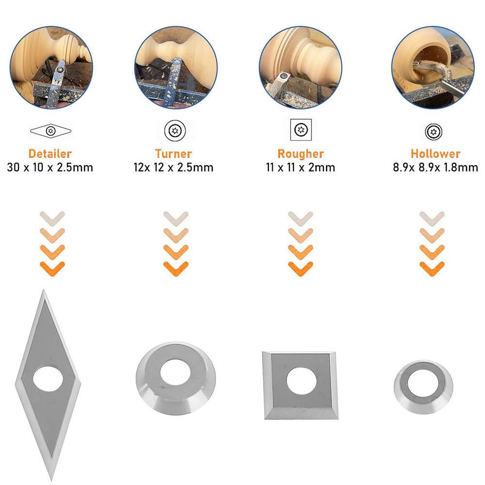 Carbide Cutting Blades Silver Black Wood Lathe Inserts Hollowing Out Long-term Use Sturdy And Reliable Trimming Curved Surfaces
