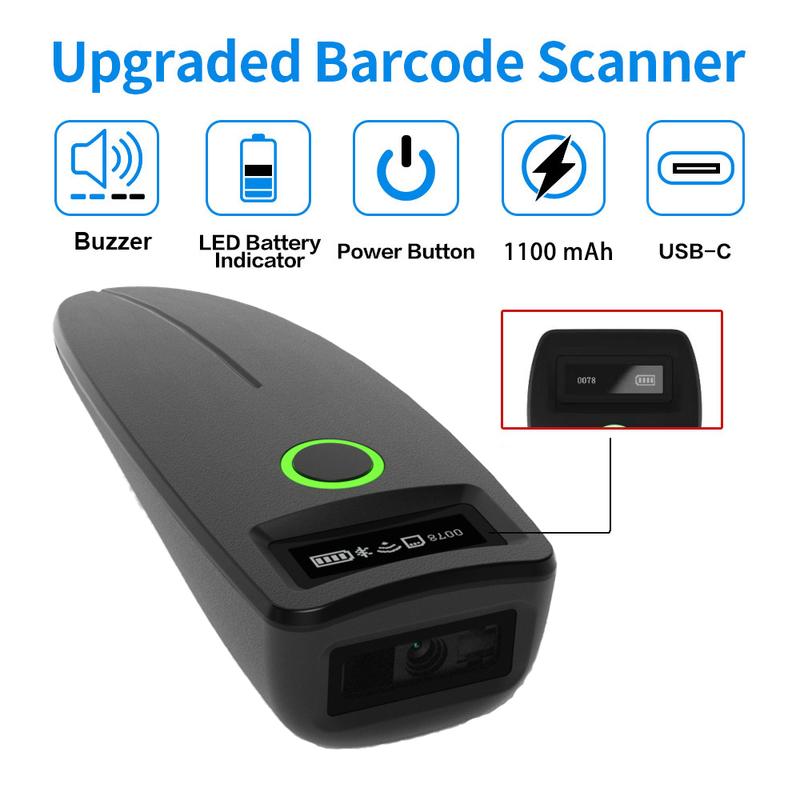 Scanner Codici a Barre 2D W7 Mini Wireless Bluetooth Portatile Manuale Lettore Codici 1D 2D QR Code Data Matrix PDF417 Con Funzione di Archiviazione