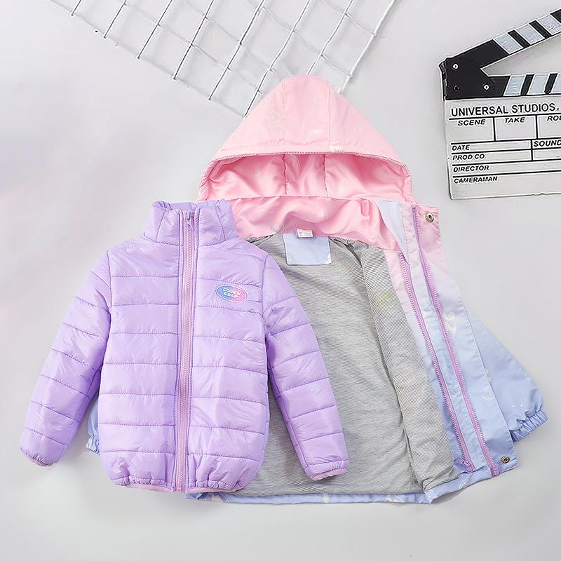 Trench-coat pour fille Veste d'hiver dégradée pour adolescente Coupe-vent d'extérieur pour enfant à capuche automne hiver