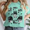 Women T-shirts New Ladies Casual Female Clothes Tops Black Cat Books Print Ladies Tees Tshirt Cartoon Graphic T-Shirt Clothing