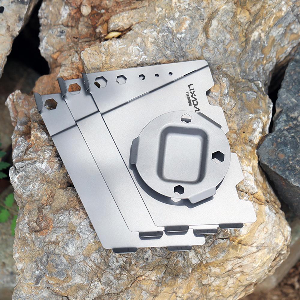 Lixada Folding Titanium Solidified Alcohol Stove for Outdoor Camping Hiking Backpacking