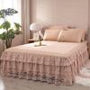 Lace Ruffled Bed Skirt Lace Lace 3 Pcs Set Non-slip Mattress Cover Princess Style Non-pilling Bedroom Bed Cover 3 Pcs Set