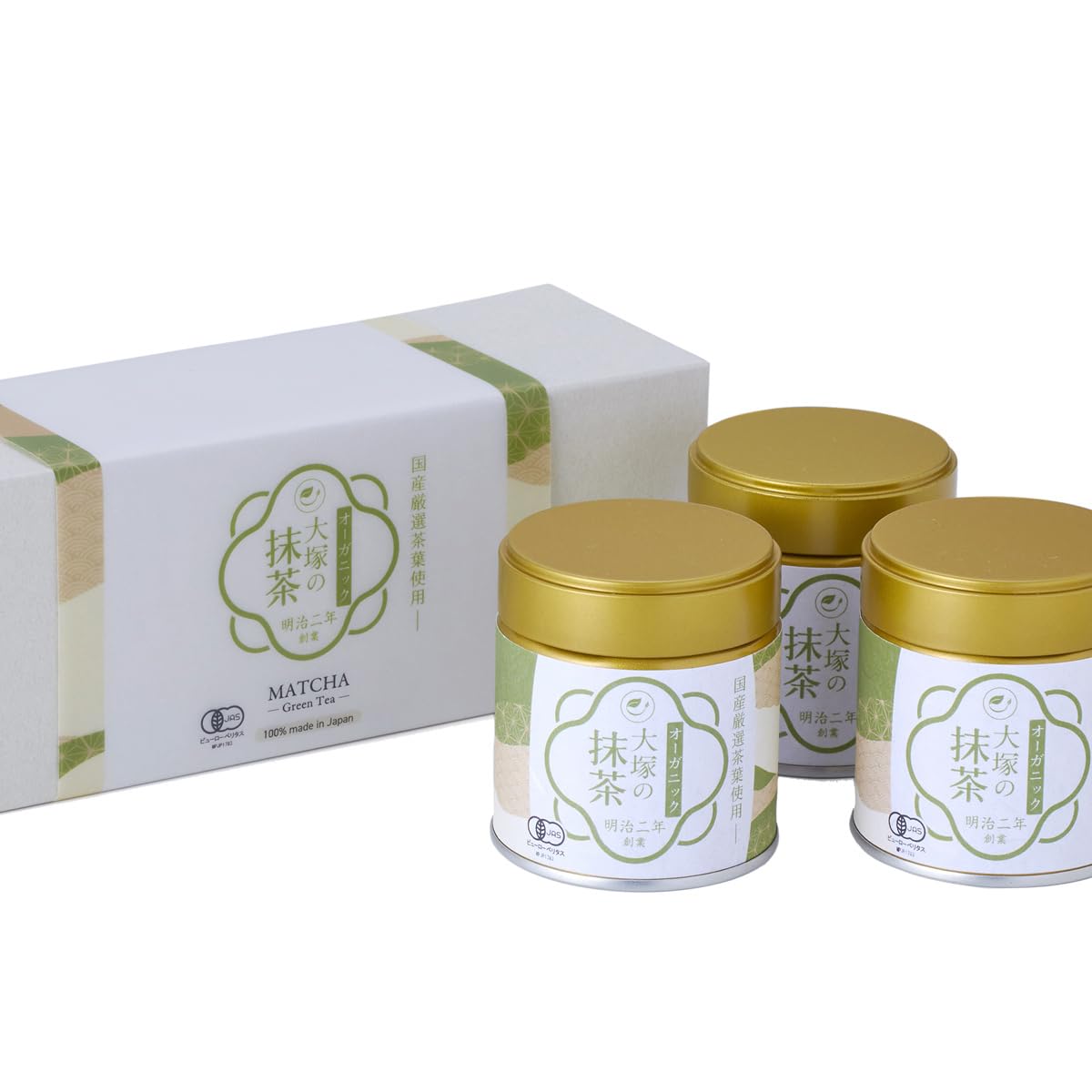 

Otsuka Seicha Сделано в Основано в Подарочная коробка x 3 Нет Нет Международно сертифицированный органический матча, Органический, Япония, 1869, (Банки по 30 г), Порошок, Добавки,