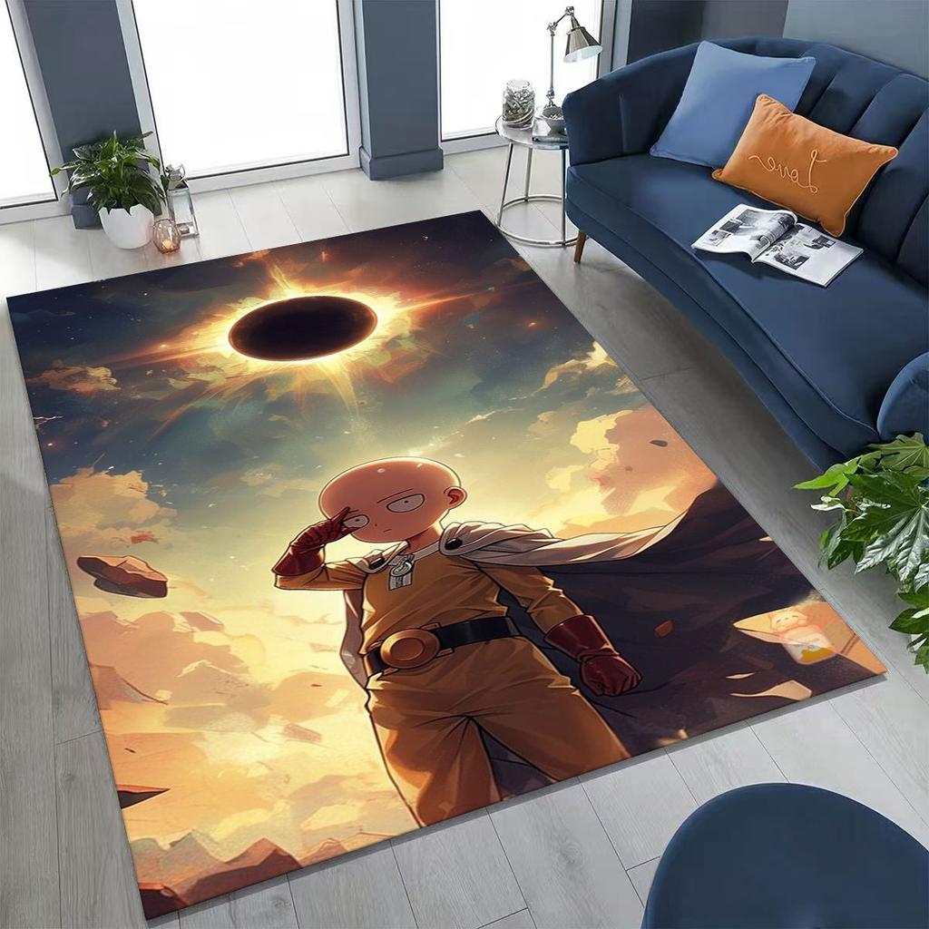Anime One Punch Man Saitama Cartoon Cartoon Rug for Bedroom Living Room Sofa Home Doormat Decor,Kids Play Non-slip Floor Mat