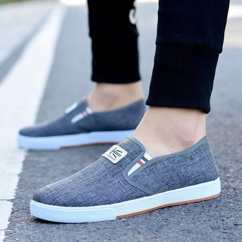 

Осенние мужские парусиновые туфли на говяжьей подошве, старые пекинские парусиновые туфли, мужские трендовые парусиновые туфли в корейском стиле, дышащие, на одной педали 44