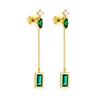 Fashion Jewelry Earrings 925 Sterling Silver Emerald Zircon Tassel Long Chain Gold Plated Stud Earrings Jewelry for Women