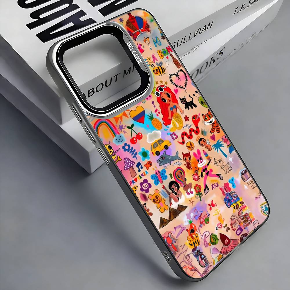 K-Karol G Colombian Phone Case For iPhone 17, 16,15,14,13,12,11 Plus,Pro Max, Colorful Silver Funda Cover
