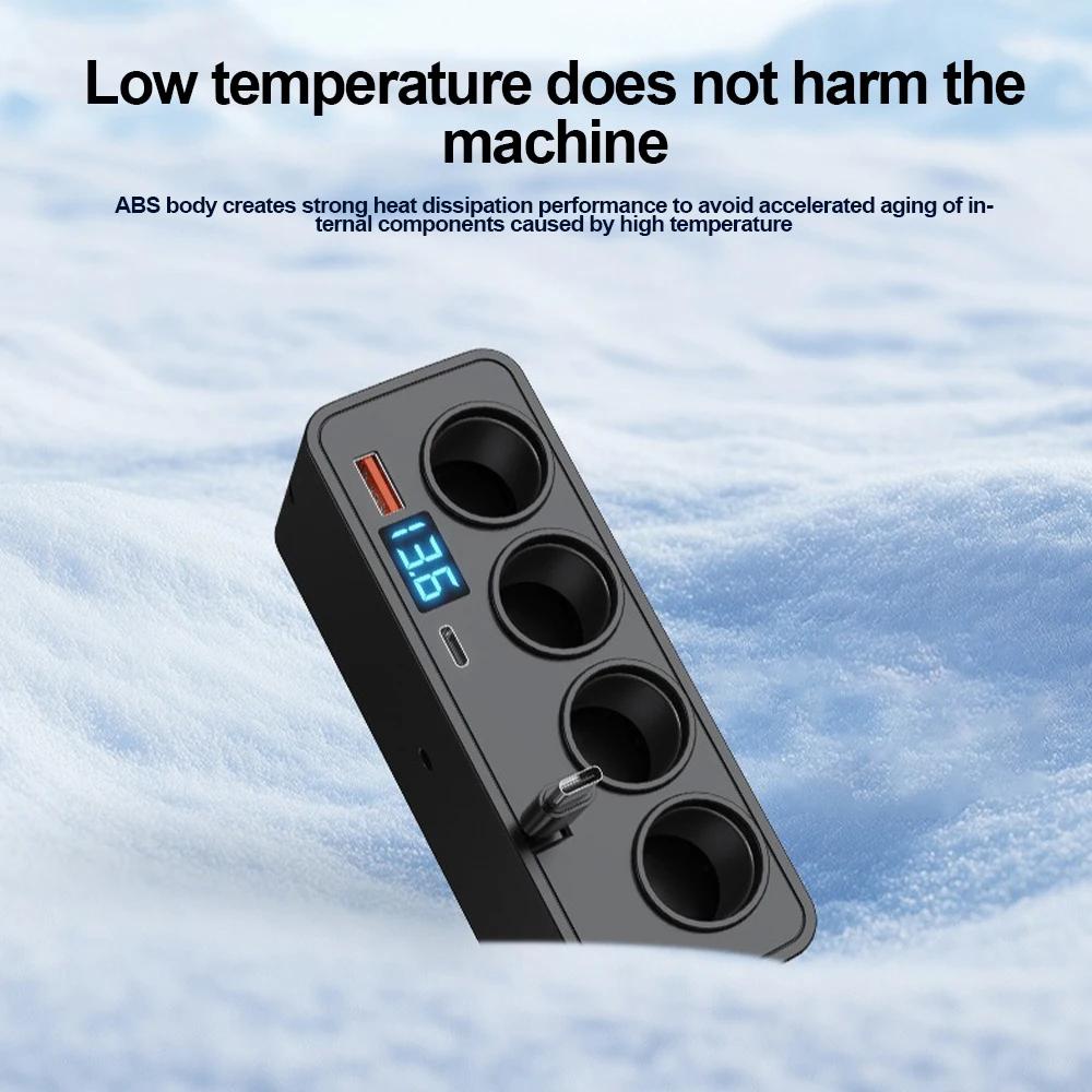 1to4 Car Fast Charge Adapter QC3.0+PD30W Car Charger Digital Display Phone Chargers 12V 24V Adapter Car Accessories