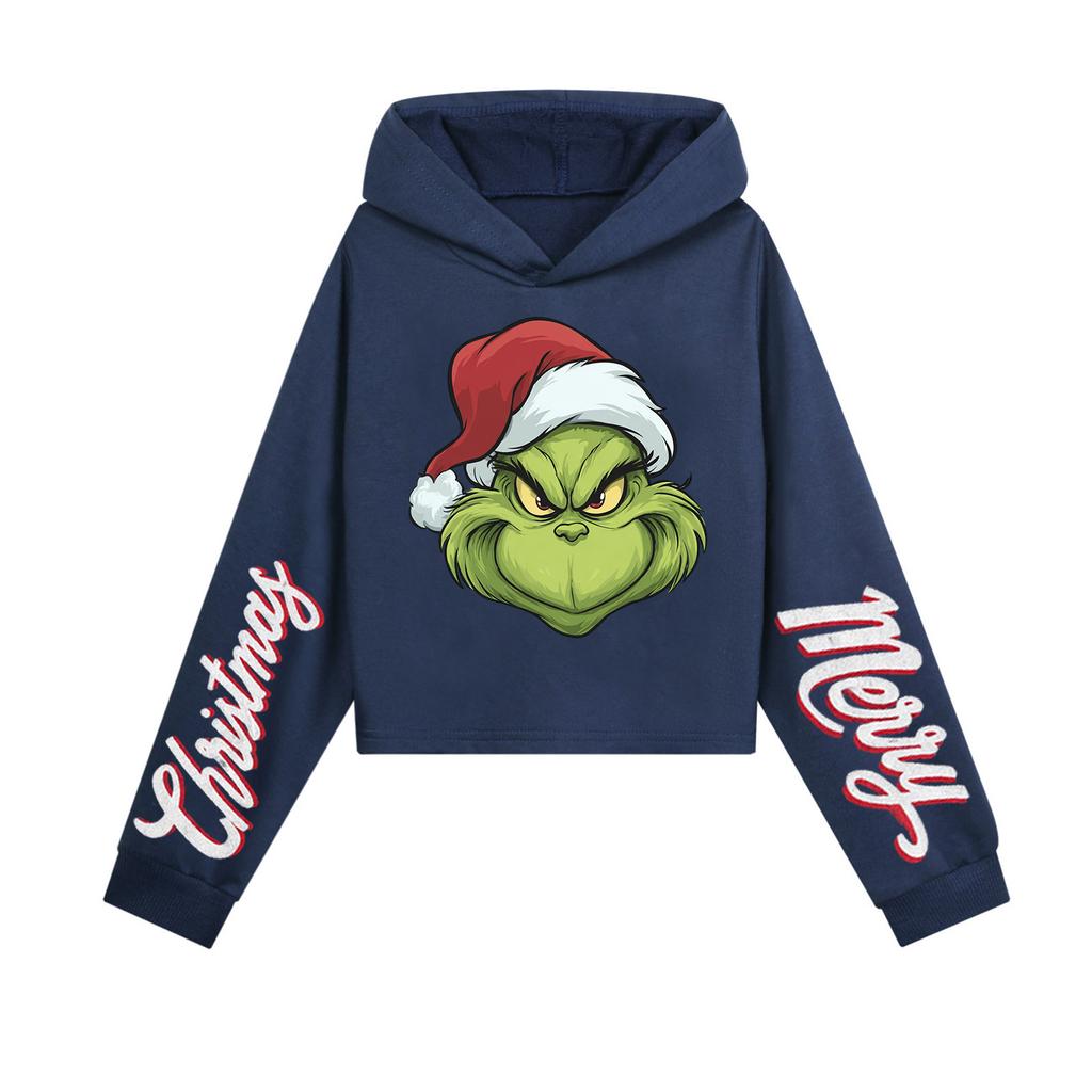 Kids' Casual Fashion Christmas Printed Long Sleeve Hooded Sweatshirt (No Drawstring)
