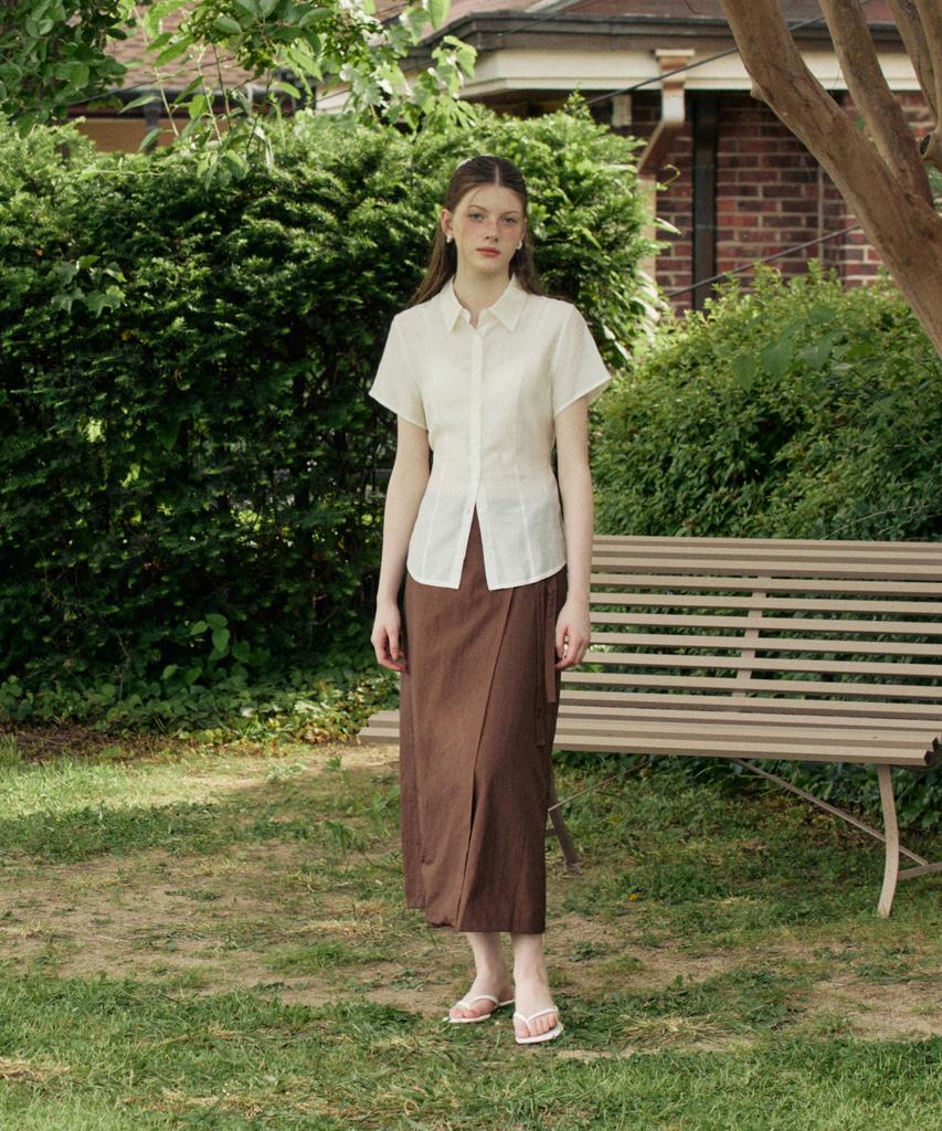 ADAUL See Through Sheer Belt Shirt - Ivory