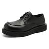 Business casual round head casual leather shoes men's lace-up heightened platform men's shoes low-top retro