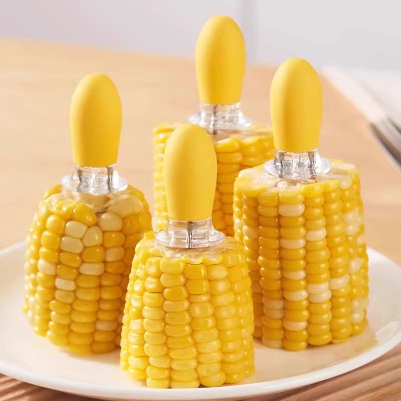1Pair Corn Grilling Forks Stainless Steel Bbq Skewers For Corn Fruit Picnic Camping Kitchen Tools Corn Cob Holder Bbq Tools