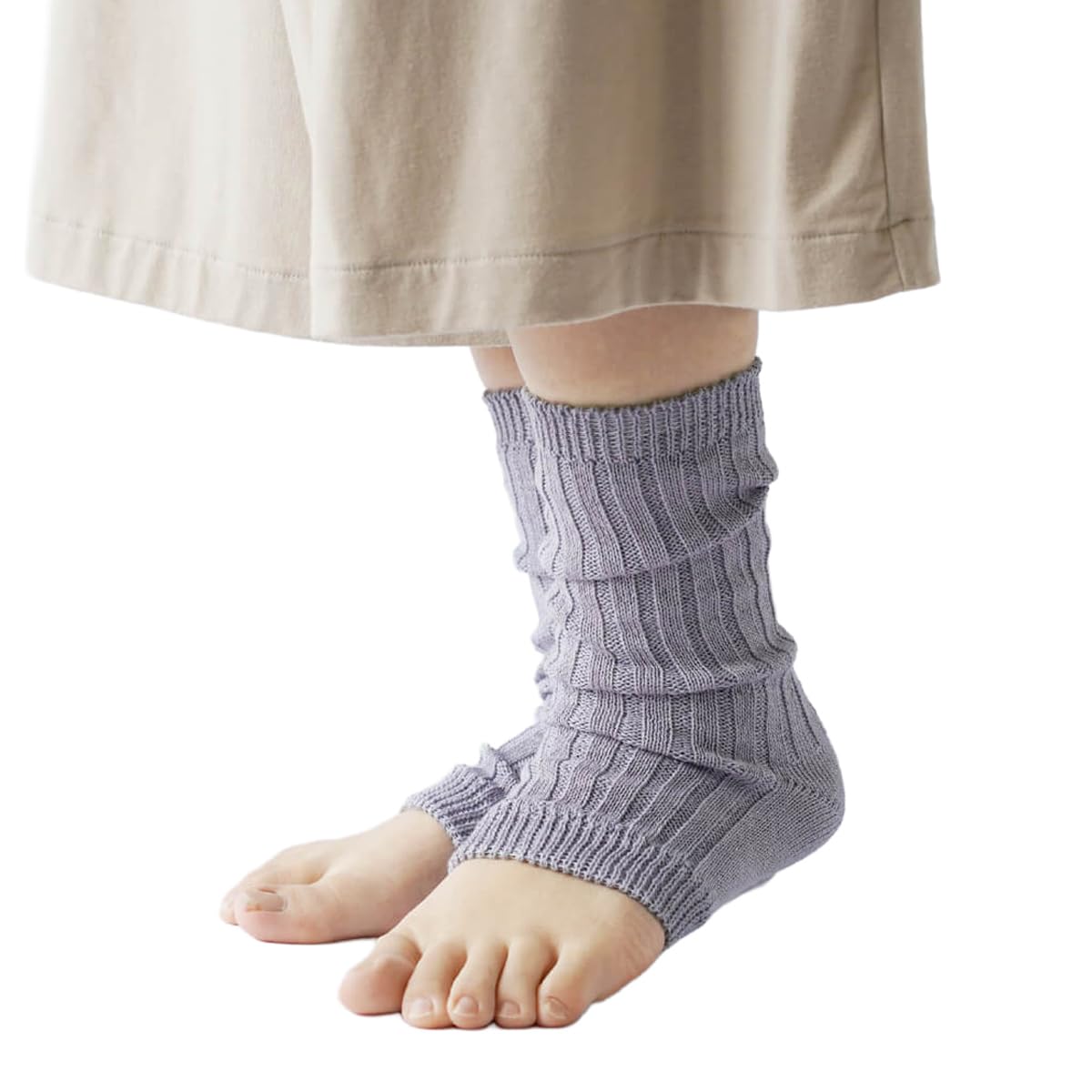 

[Kinuyo] Носки с открытым носком Шелк Подкладка из органического хлопка 100% Шелк Хлопок Гетры SO7692 Лиловый мальвовый