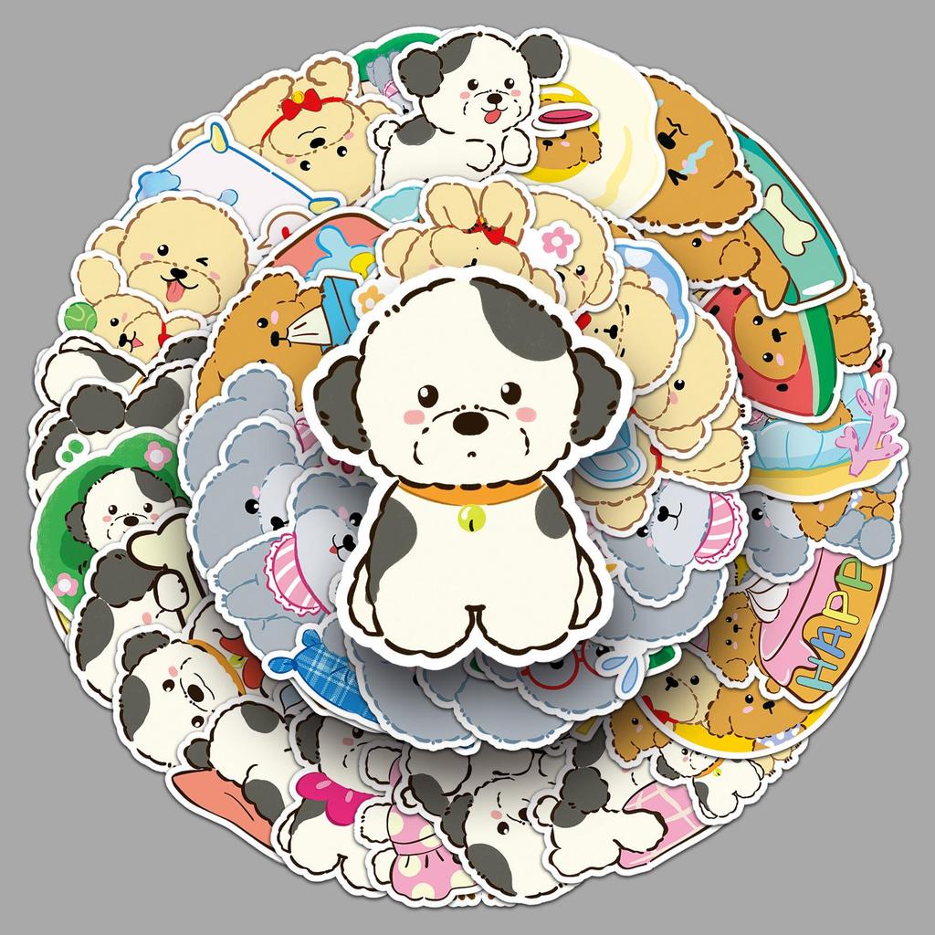 50 Cute Cartoon Dog & Animal Stickers - Waterproof Decorative for Bottles & Journals (50pcs)