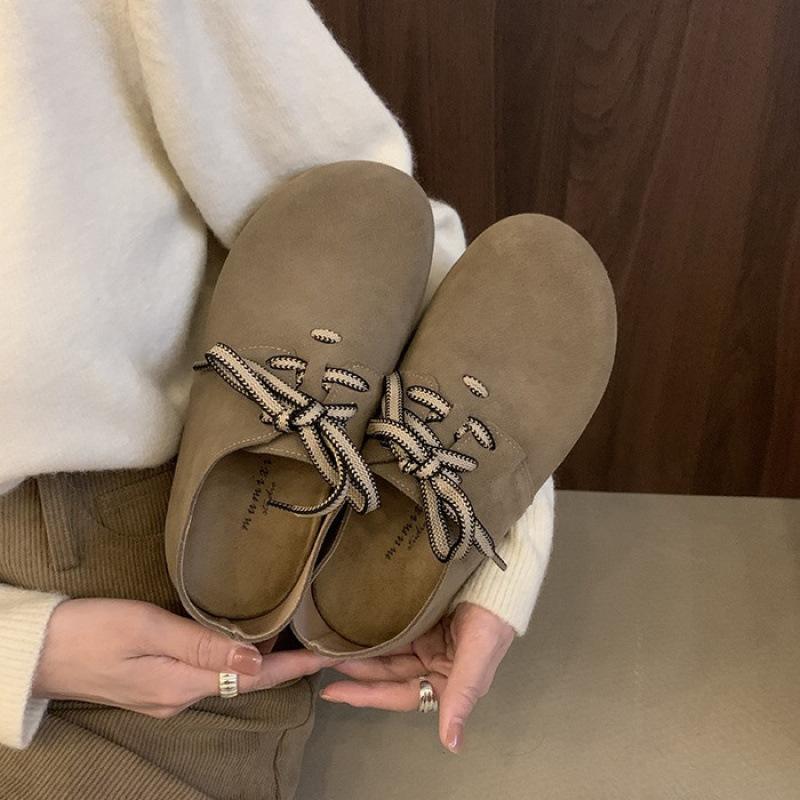 Flat-bottomed Mori Women's Style Women's Autumn New Leather Round Head Straps Single Shoes Soft-soled Shoes