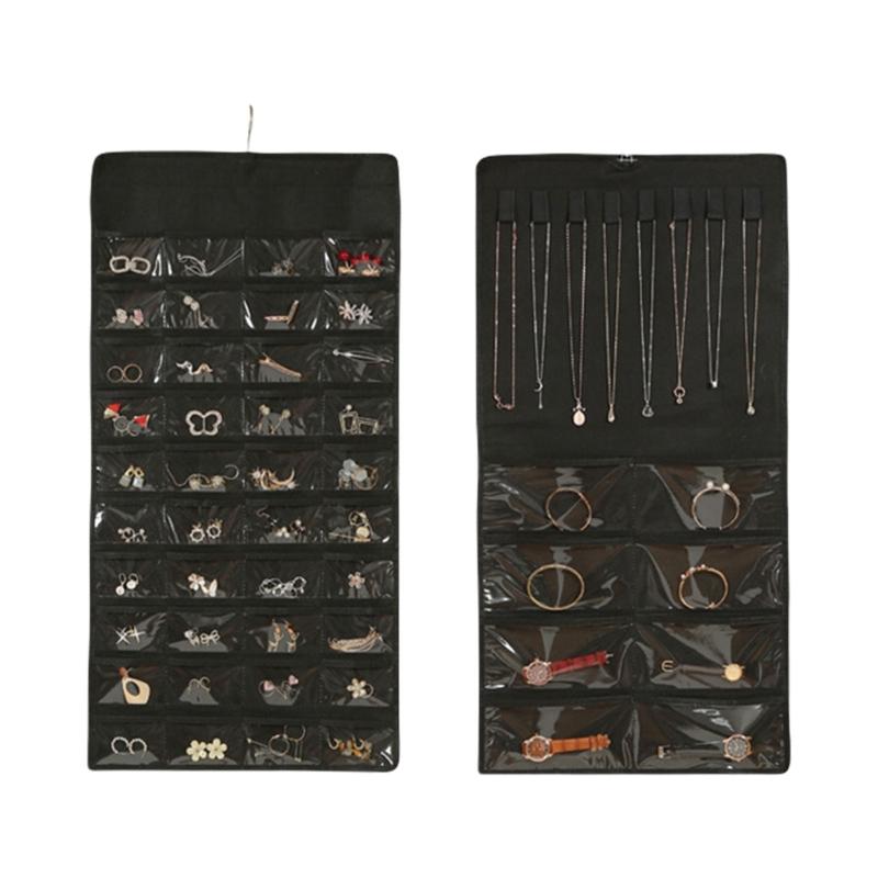 Elegant Jewelry Storage Organizers for Closet with 48 Pockets Dustproof Designs Earring Necklace Holder Organization