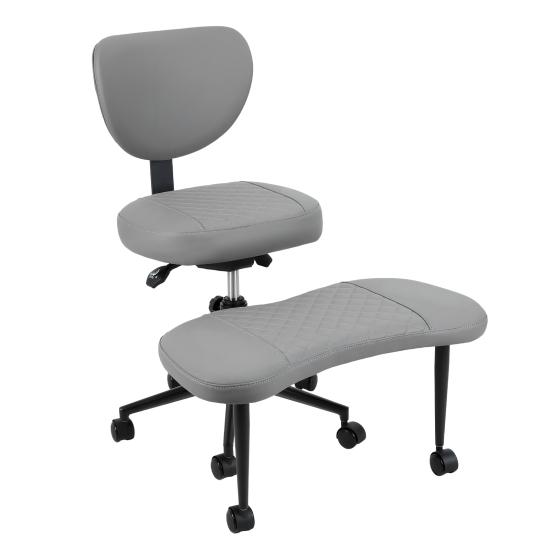 Silla de Oficina Giratoria Silla de Yoga, Meditación con Respaldo Ergonómico, Piernas Cruzadas Transpirable Cuero Sintético Ruedas, Arrodillado para Yoga en Casa, Ajustable