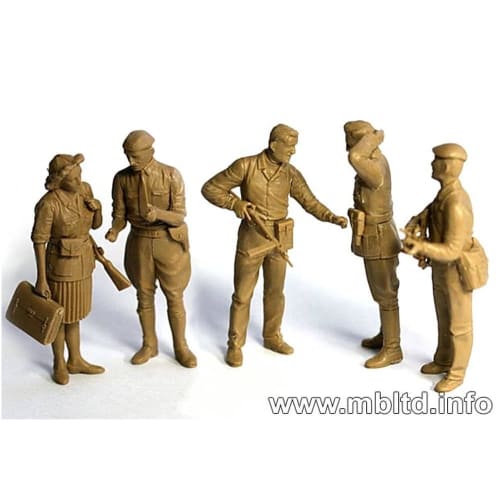 Master Box 1/35 Scale Plastic Model Kit: French Resistance and German Officer Prisoners of War, 1944, Set of 5 (MB35051)