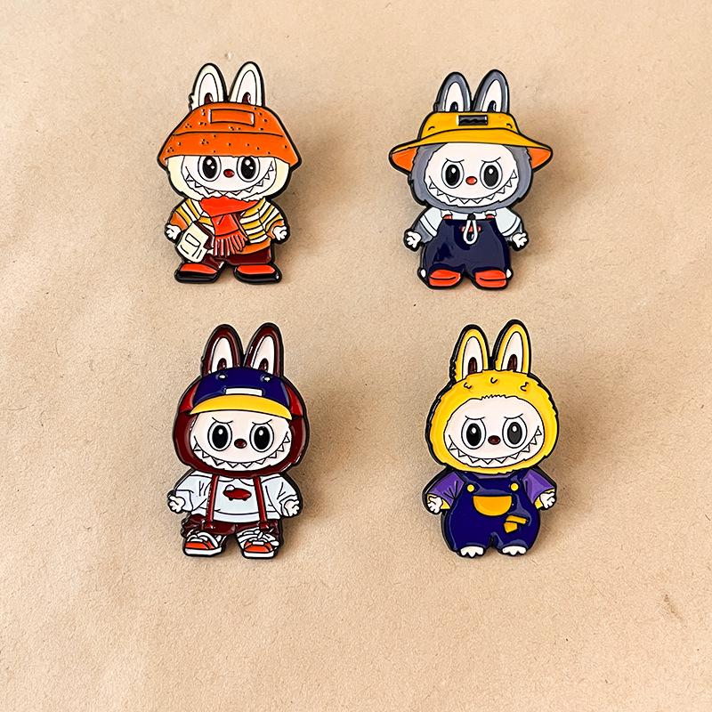 Cute Nordic Elf Labubu Brooch - Cartoon Metal Badge for Clothes & Bags