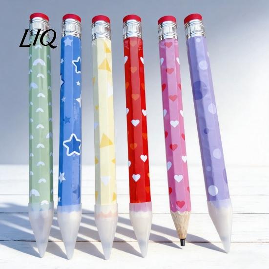 Unique Pencil Design Giant Pencil, Extra Large Writable with Colorful Romantic Desk Decor Pattern Printed, Oversized for School Office Supplies Heart