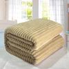 Thickened Flannel Striped Velvet Blanket, Plain Color Coral Fleece