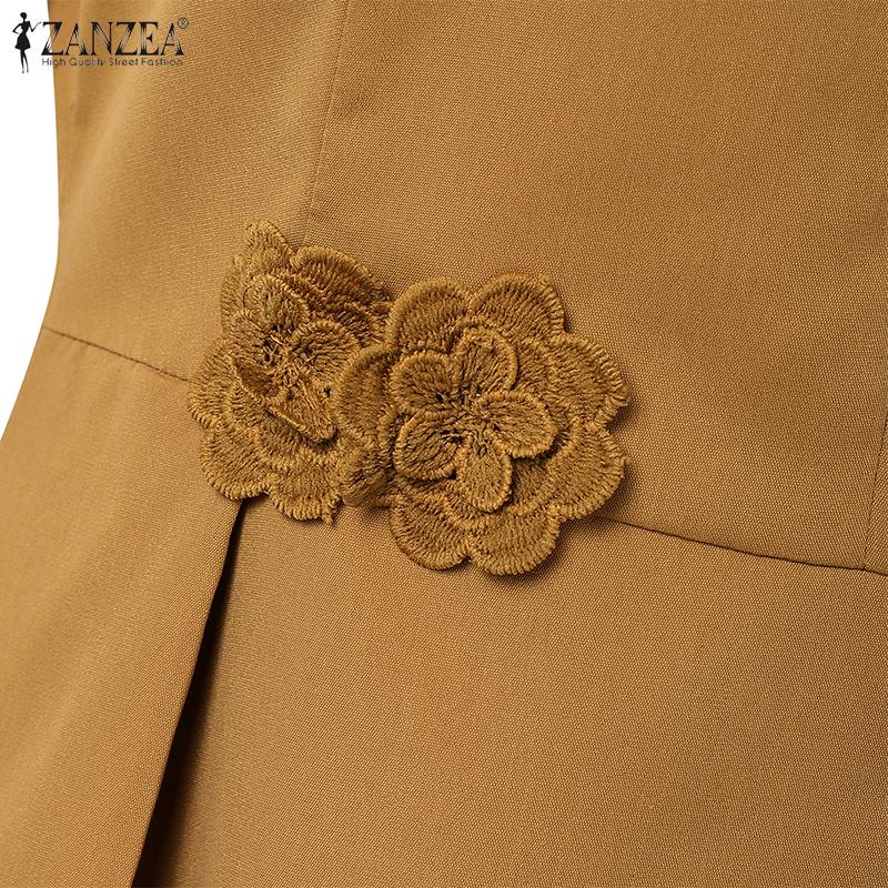 ZANZEA Women Casual Elegant V-Neck Summer Short Sleeve Dress