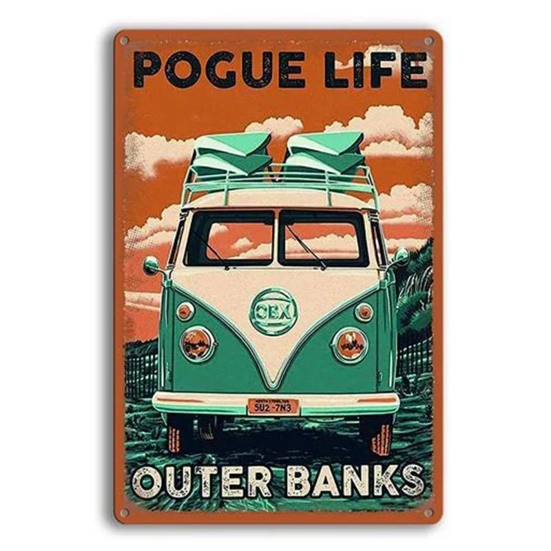 Camping Car Beach Summer Peace Bus Vintage Tin Sign Metal Decoration Poster Plaque Bar Garage Home Wall Plate Art Signs Decor