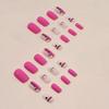 Girl Barbie powder European square medium and long sweet love manicure Valentine's Day fake nails holiday love wear nail
