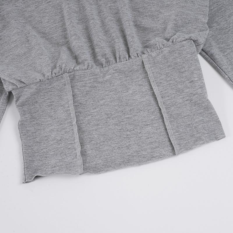 American Casual Off-Shoulder Long-Sleeve Hoodie Waist-Cinched Sportswear Set