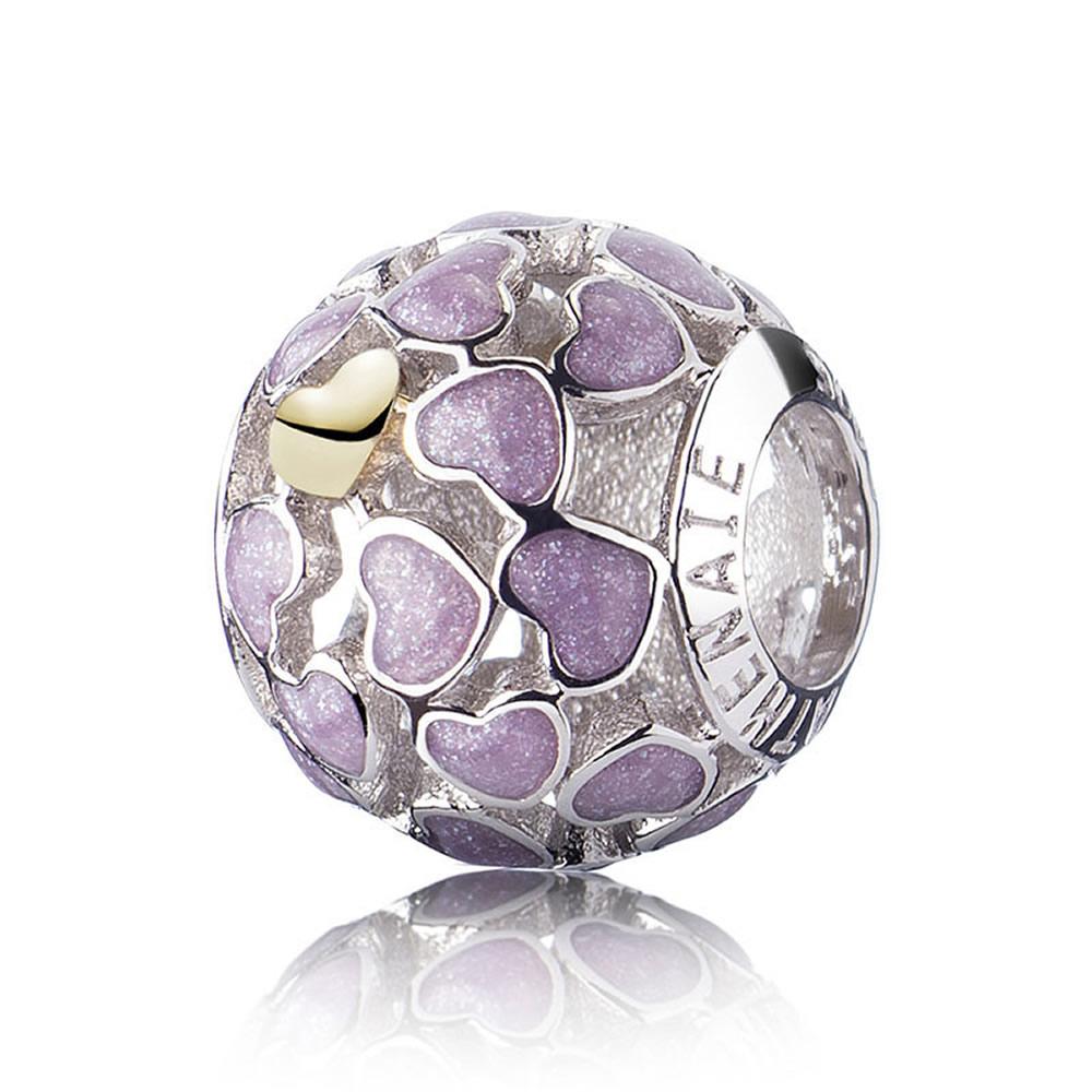 

ATHENAIE 925 Silver Enamel Charms for European Bracelets | Heart, Flower Clip & Love Beads | Elegant Gift for Women