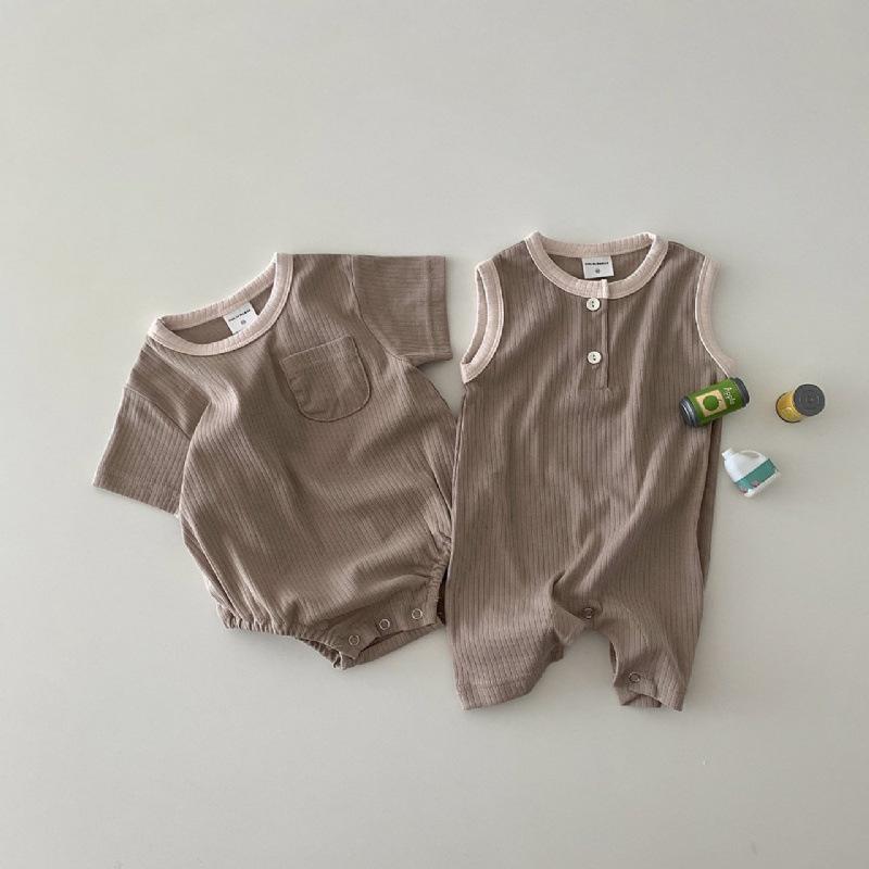 Baby Solid Cool Sleeveless Romper Toddler Boys Loose Comfortable Casual Outwear Jumpsuit Infant Clothes Kids Girls Onesie 0-24m