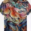 Camicia da uomo a maniche corte con bottoni, stampa con motivo a trasferimento termico 3D, stile casual da spiaggia, vacanza, street style
