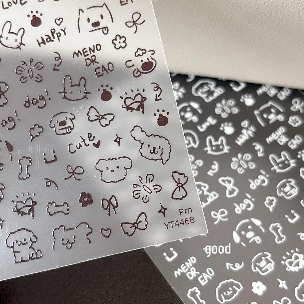 Cute Cartoon Pet Nail Stickers: Graffiti Cats, Hand-Painted Paws, and Adorable Puppies