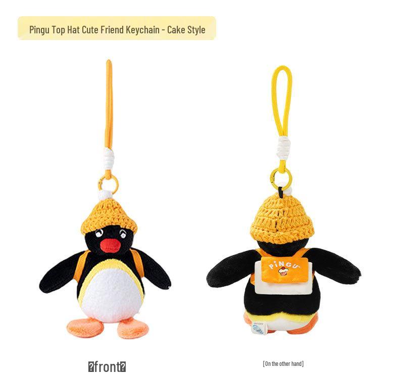 Pingente de Pelúcia Chapéu de Coco Original de Pinguim Boneca Pingente para Mochila Chaveiro Presente