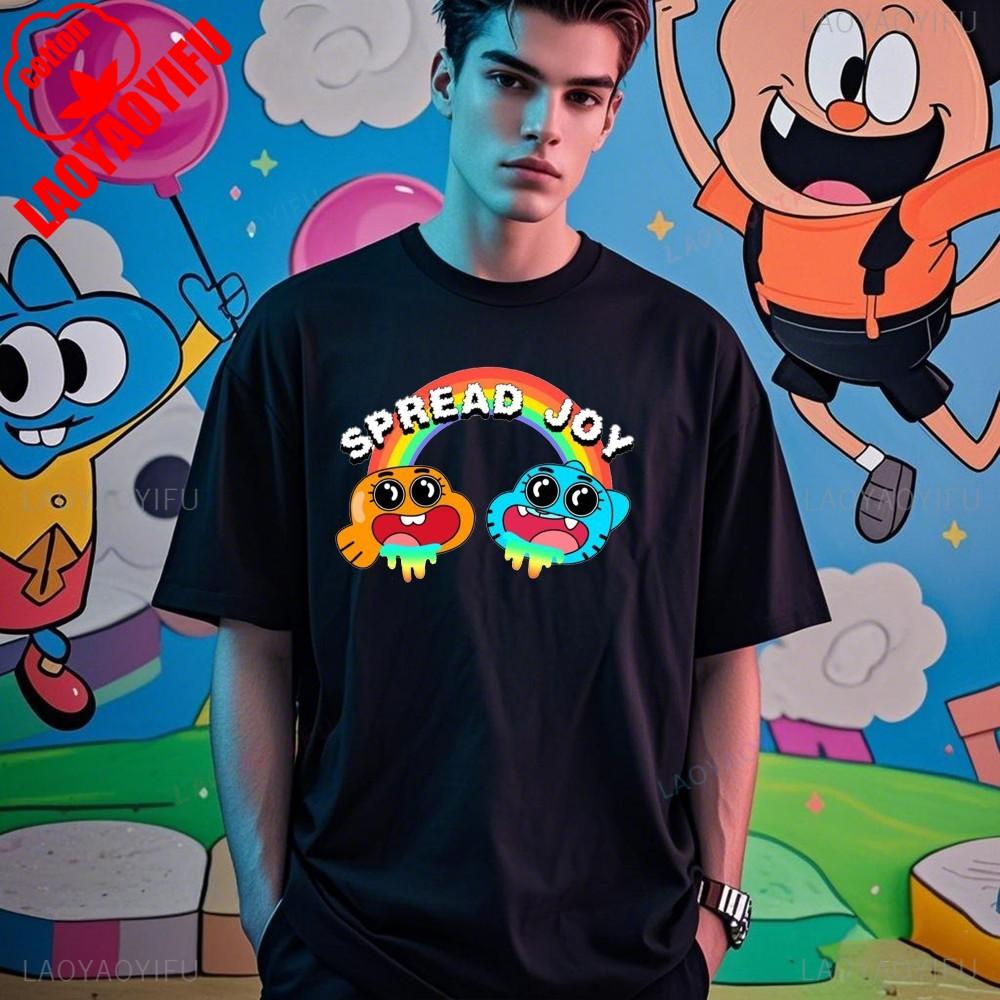 The Amazing World of Gumball Gumball and Darwin Summer Unisex Loose Harajuku Breathable Camisetas High Quality Loose T Shirt