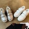 High Version~ Acne Popular Smiley Little White Shoes Zhao Ruth Same 7cm Thick-soled Velcro Versatile Casual Board Shoes
