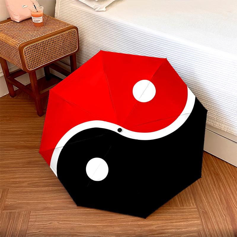 1 st Automatiskt Fällbart Paraply - Yin Yang Svart och Vitt Mönster, Bärbar & Hopfällbar Design med 8 Revben, Julklappar Födelsedagspresenter